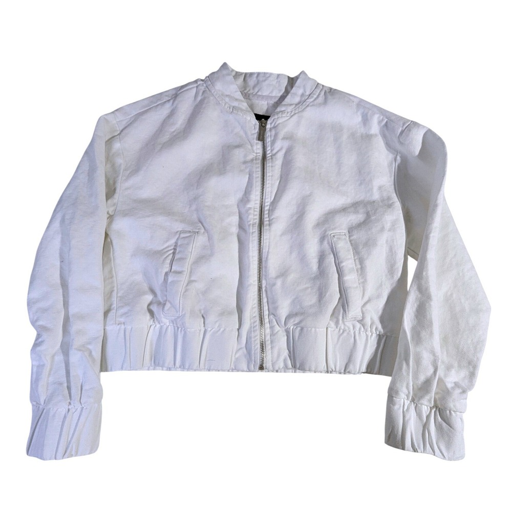 Sanctuary White Cropped Bomber Jacket